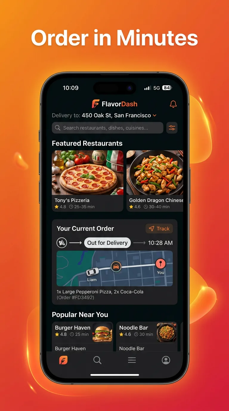 Food app screenshot composition